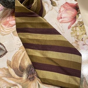 Vintage P.Shinawatra 100% Thai Silk tie Made in Thailand 4” x 54” Green/Brown